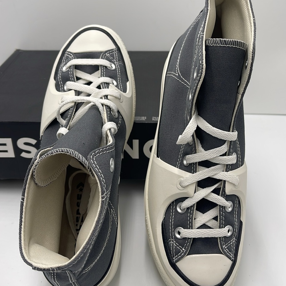 Converse Men’s A05116C CTAS CONSTRUCT HI CYBER GREY/VINTAGE WHITE/EGRET Platform - Picture 12 of 16